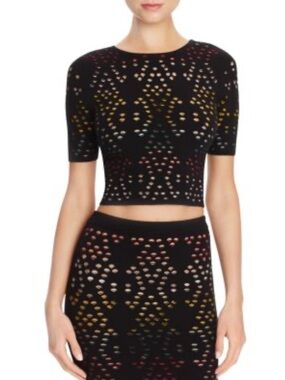 Alice and Olivia Multicolor Pointelle Crop Top Pencil Skirt Set